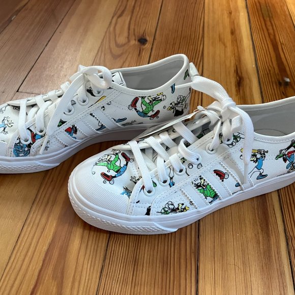 ADIDAS ORIGINALS NIZZA J X DISNEY SPORT GOOFY WHITE [FW0651] KID'S SIZE 5 - Picture 5 of 9